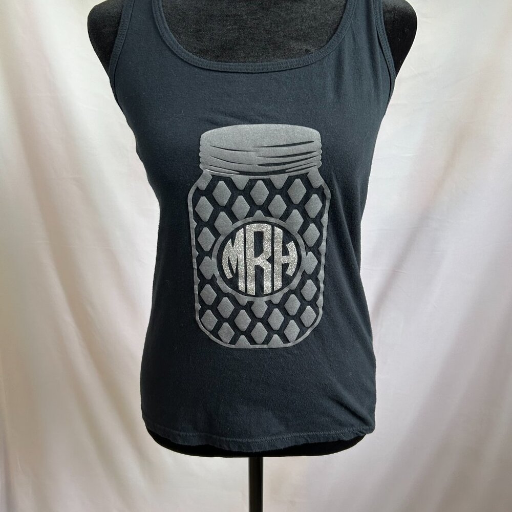 MHR Monogram Jar Design John 3:16 Black Tank Top Size Small
